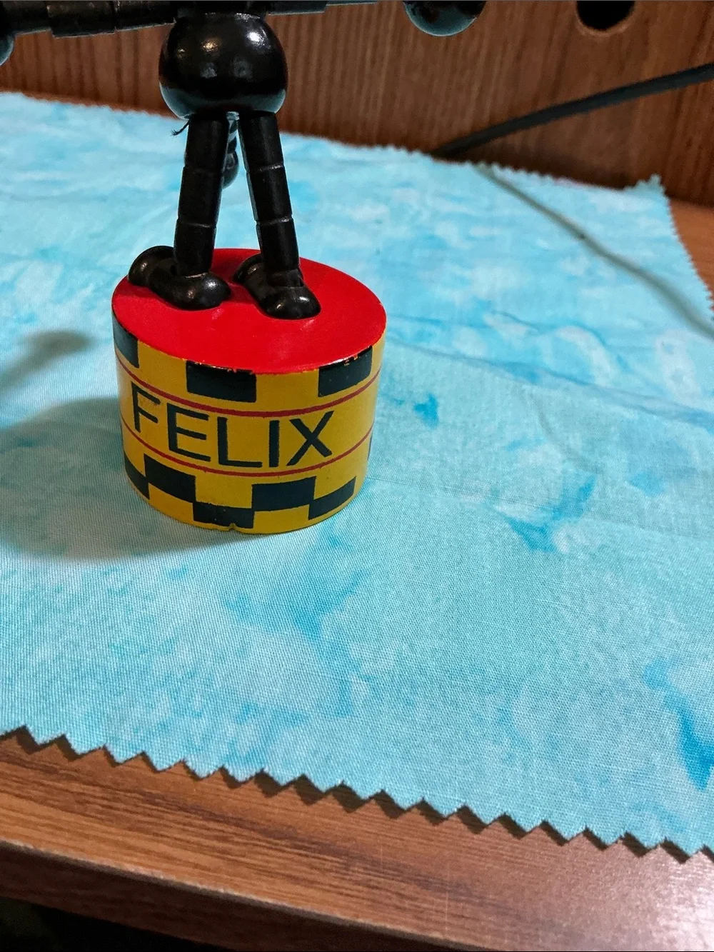 Vintage Felix the Cat wooden push puppet manufactured by FTCP,Inc